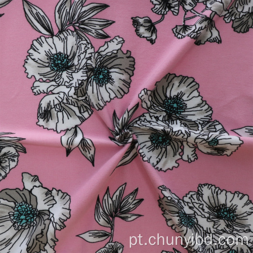 Belo padrão de flor poliéster 94% spandex 6% tecido de pêssego de pêssego de tecido de camisa única para uso de lazer